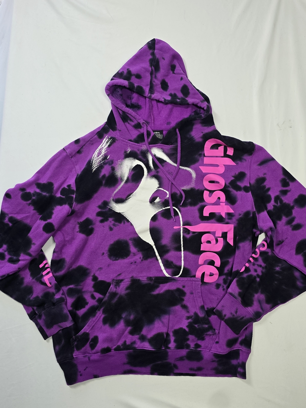 Ghost Face Scream Purple Black Tie Dye Graphic Hoodie Sweatshirt Large